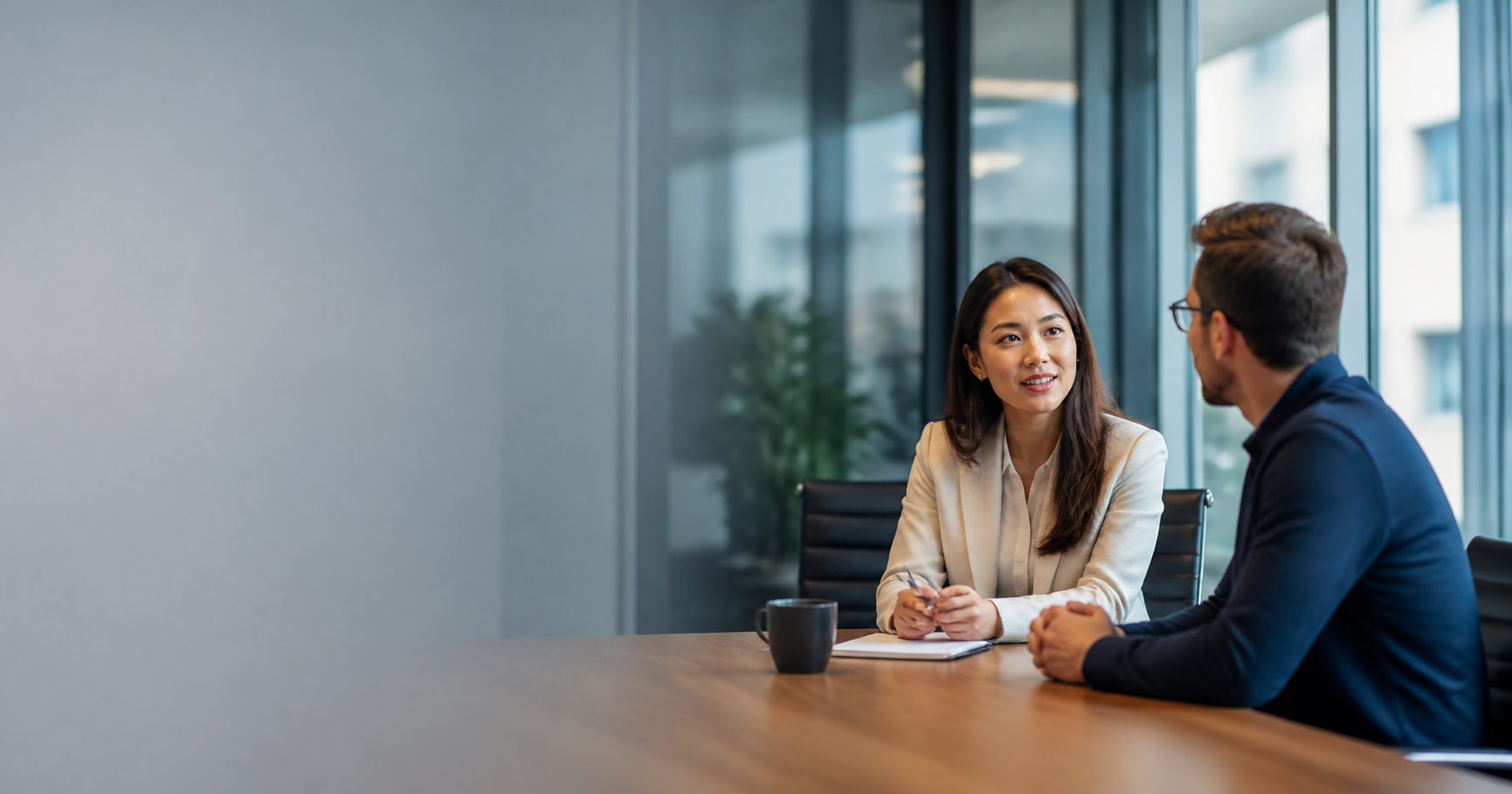 A recruiting consultant speaking with a technology professional